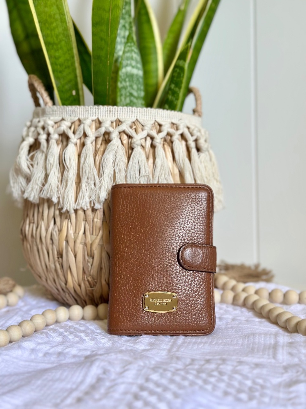 Michael Kors Brown Pebbled Leather Wallet/Card Holder